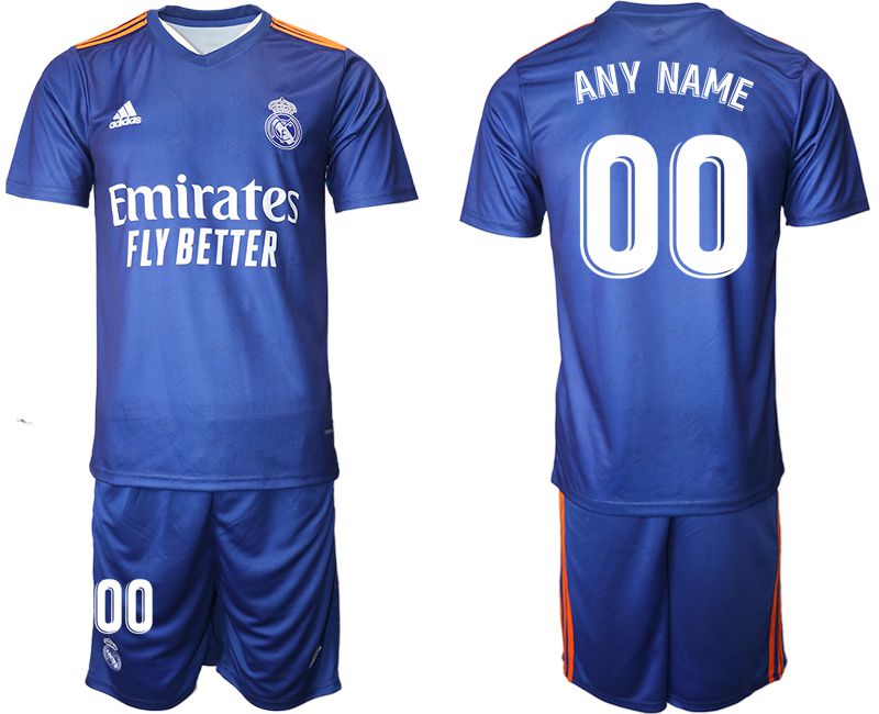 Men 2021-2022 Club Real Madrid away blue customized Adidas Soccer Jersey->tottenham jersey->Soccer Club Jersey
